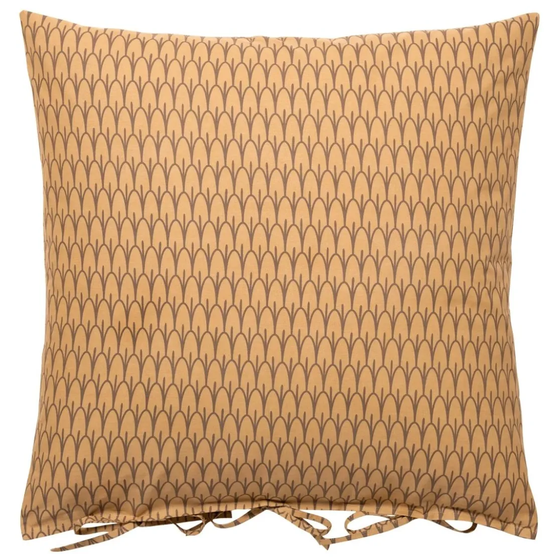 BecquetTaie d'oreiller nouettes coton jaune ocre floral brun taupe - SIDO