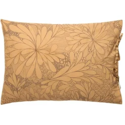 BecquetTaie d'oreiller nouettes coton jaune ocre floral brun taupe - SIDO