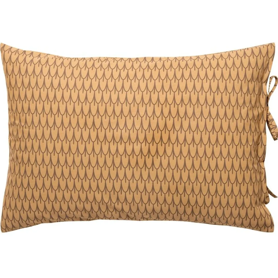BecquetTaie d'oreiller nouettes coton jaune ocre floral brun taupe - SIDO