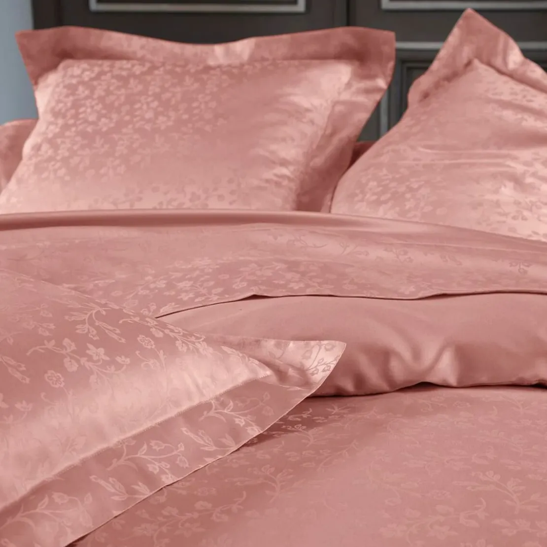 BecquetTaie d'oreiller ou de traversin en satin de coton rose poudré - SUZANNA