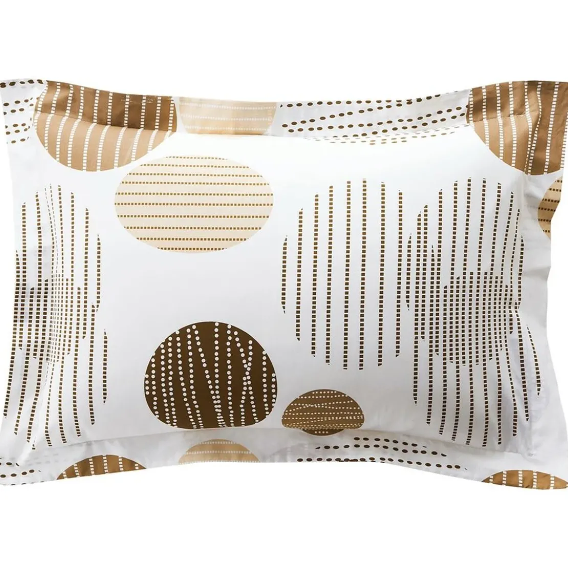 BecquetTaie d’oreiller ou de traversin en coton beige à motif graphique - BAXLEY