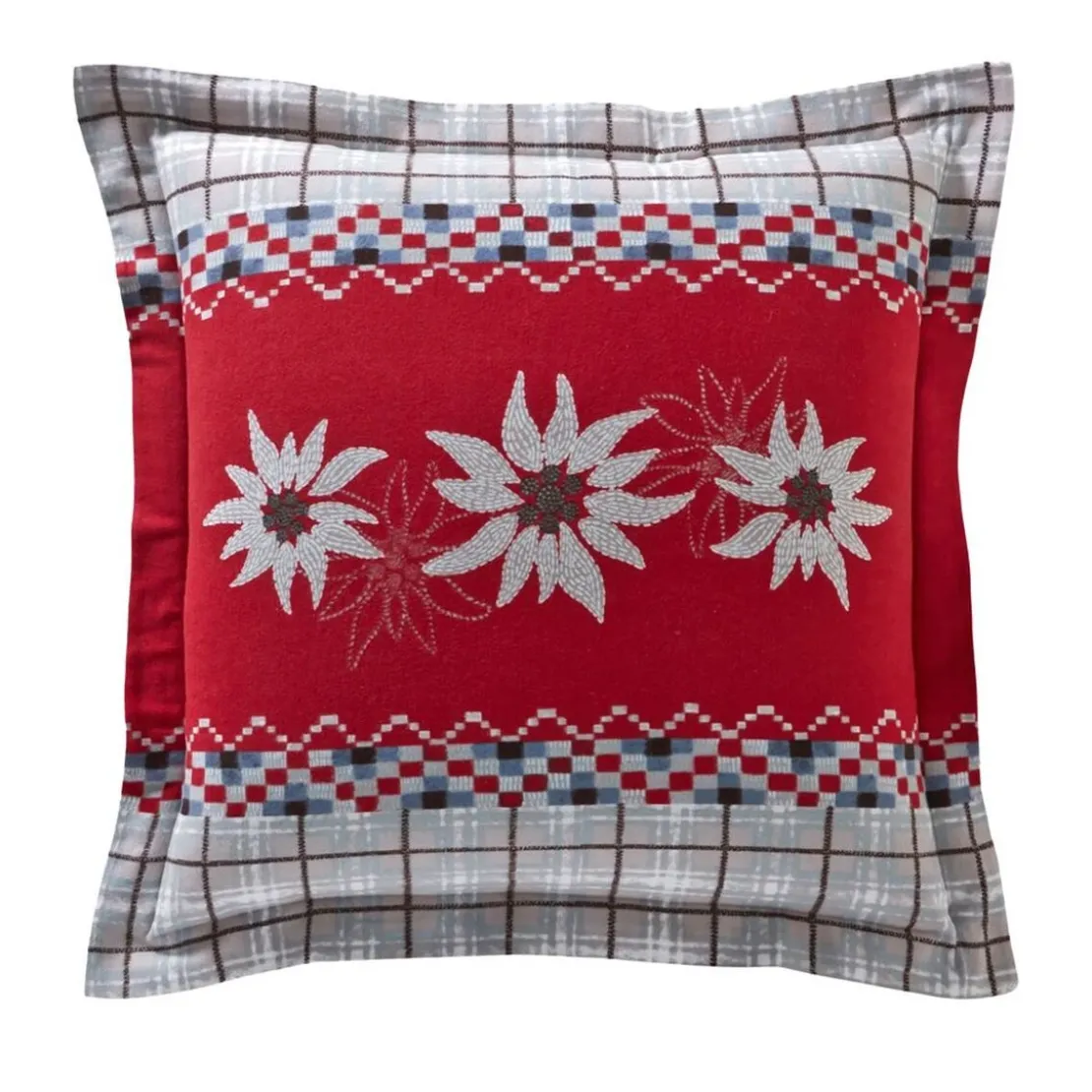 BecquetTaie d'oreiller ou de traversin en flanelle de coton gris - MONTAGNARD