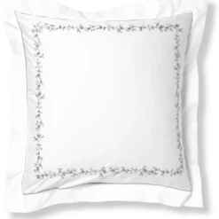 BecquetTaie d'oreiller ou de traversin en percale de coton blanc à motif brodé floral - ADELE