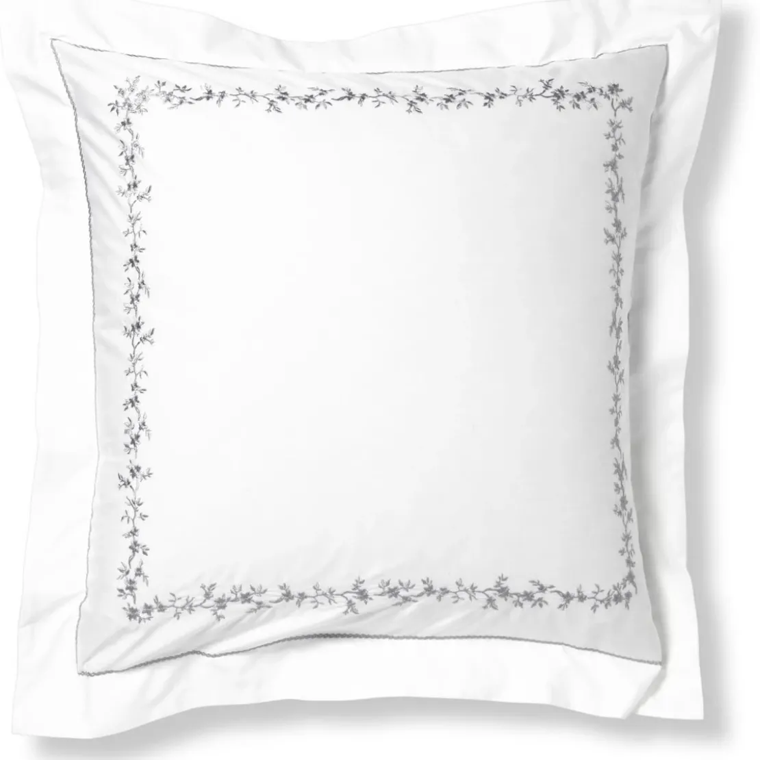 BecquetTaie d'oreiller ou de traversin en percale de coton blanc à motif brodé floral - ADELE