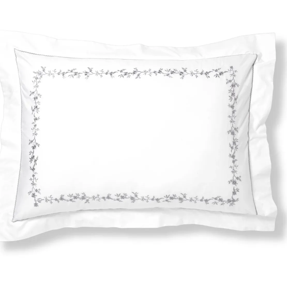 BecquetTaie d'oreiller ou de traversin en percale de coton blanc à motif brodé floral - ADELE