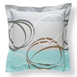 BecquetTaie d'oreiller ou traversin motif spirales - vert d'eau