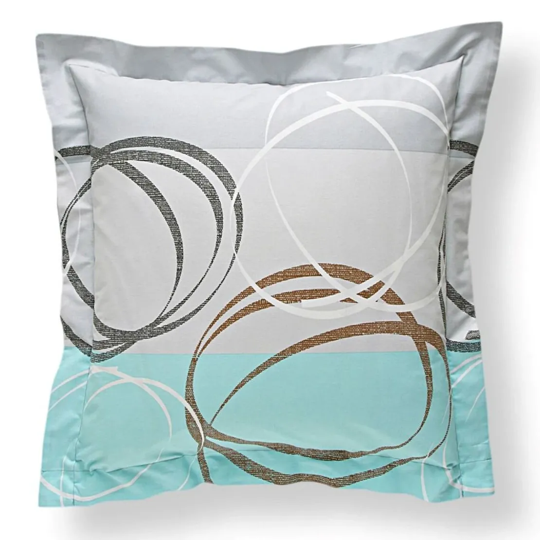 BecquetTaie d'oreiller ou traversin motif spirales - vert d'eau