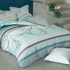 BecquetTaie d'oreiller ou traversin motif spirales - vert d'eau