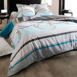 BecquetTaie d'oreiller ou traversin motif spirales - vert d'eau