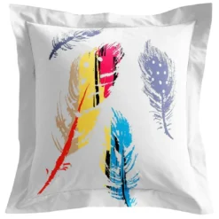 BecquetTaie d'oreiller ou traversin plumes et pois coton- bleu/blanc