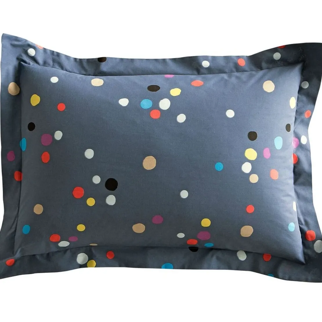 BecquetTaie d'oreiller ou traversin plumes et pois coton- bleu/blanc