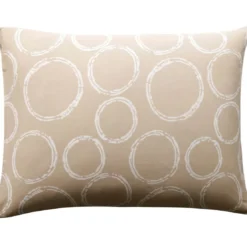 BecquetTaie d'oreiller ou traversin en coton rayures et cercles - Beige