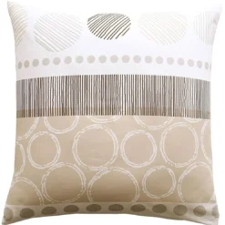 BecquetTaie d'oreiller ou traversin en coton rayures et cercles - Beige