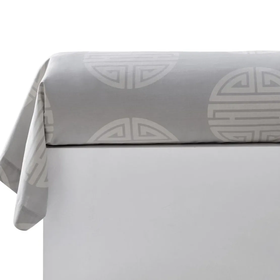 BecquetTaie d'oreiller ou traversin gris anhtracite à motif graphique bambou rouge réversible - NIPPONNE