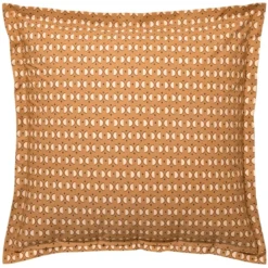 BecquetTaie d’oreiller percale de coton jaune ocre motifs graphiques écru - ROMEO