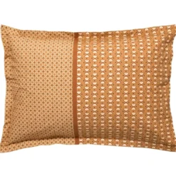 BecquetTaie d’oreiller percale de coton jaune ocre motifs graphiques écru - ROMEO