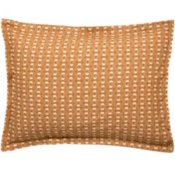 BecquetTaie d’oreiller percale de coton jaune ocre motifs graphiques écru - ROMEO