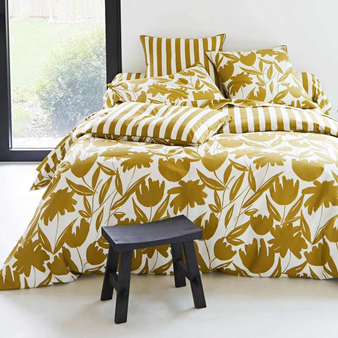 BecquetTaie d'oreiller percale de coton MARTIKA - jaune ocre