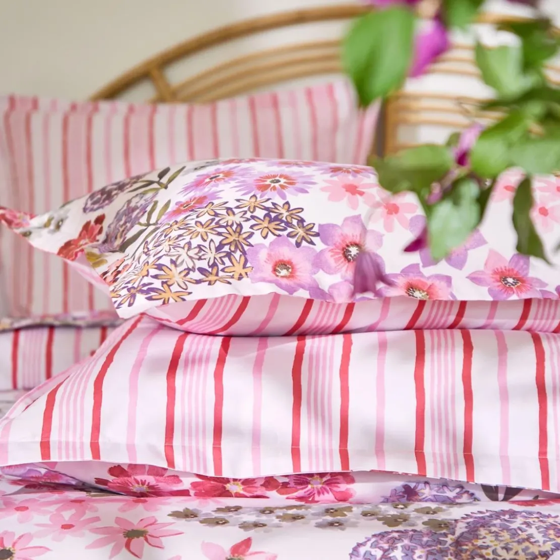 BecquetTaie d'oreiller percale de coton GAIETE D'ETE - rose