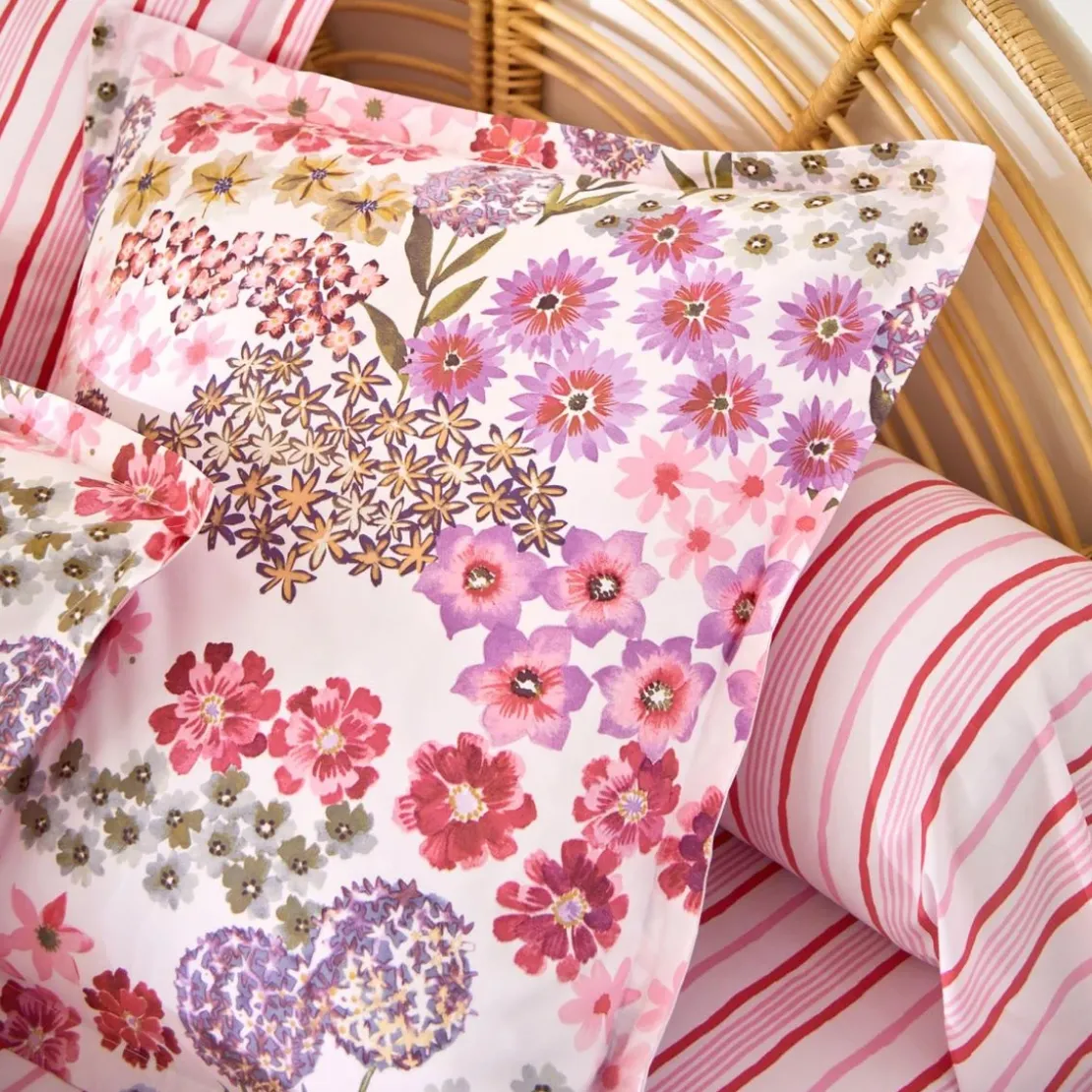 BecquetTaie d'oreiller percale de coton GAIETE D'ETE - rose