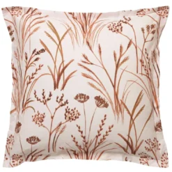 BecquetTaie d'oreiller percale de coton terracotta réversible motif végétal - Collection SOUFFLE DE PAILLE