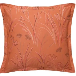 BecquetTaie d'oreiller percale de coton terracotta réversible motif végétal - Collection SOUFFLE DE PAILLE