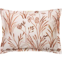 BecquetTaie d'oreiller percale de coton terracotta réversible motif végétal - Collection SOUFFLE DE PAILLE