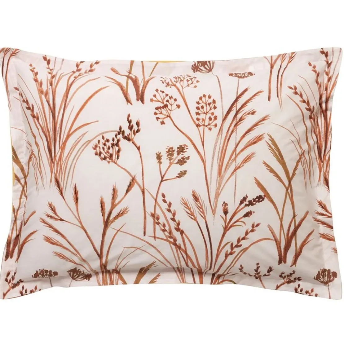 BecquetTaie d'oreiller percale de coton terracotta réversible motif végétal - Collection SOUFFLE DE PAILLE