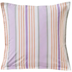 BecquetTaie d'oreiller reversible en coton lilas à rayures multicolores - HARMONIE