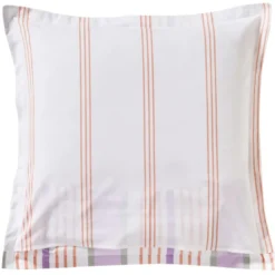 BecquetTaie d'oreiller reversible en coton lilas à rayures multicolores - HARMONIE