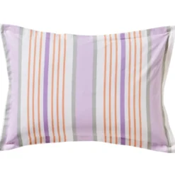 BecquetTaie d'oreiller reversible en coton lilas à rayures multicolores - HARMONIE