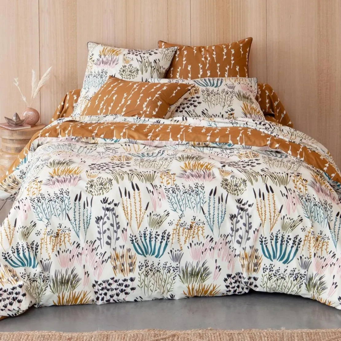 BecquetTaie d'oreiller réversible ROZZO beige en coton