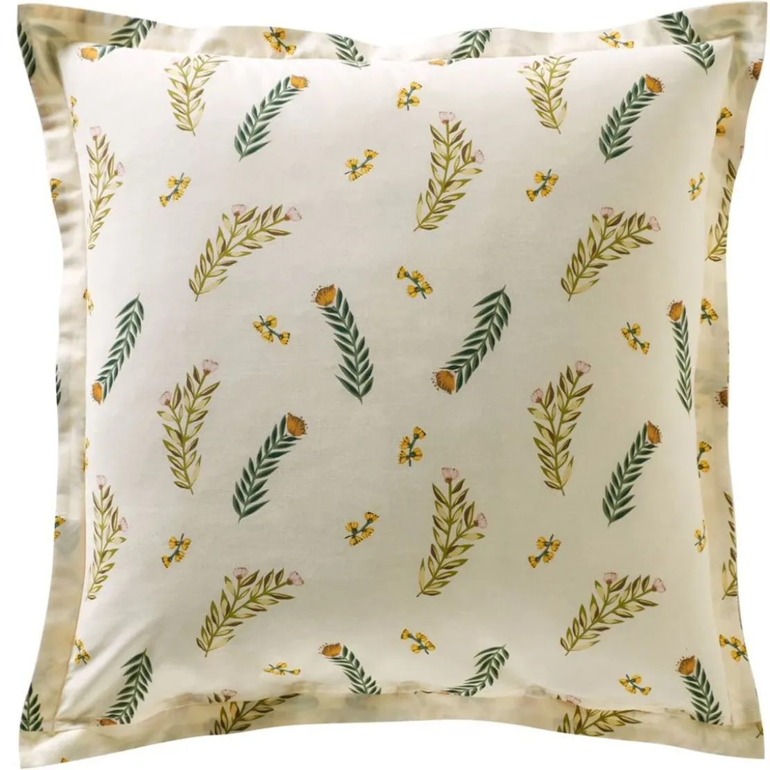 BecquetTaie d'oreiller réversible en coton écru à motif tropical multicolore - PAULINE