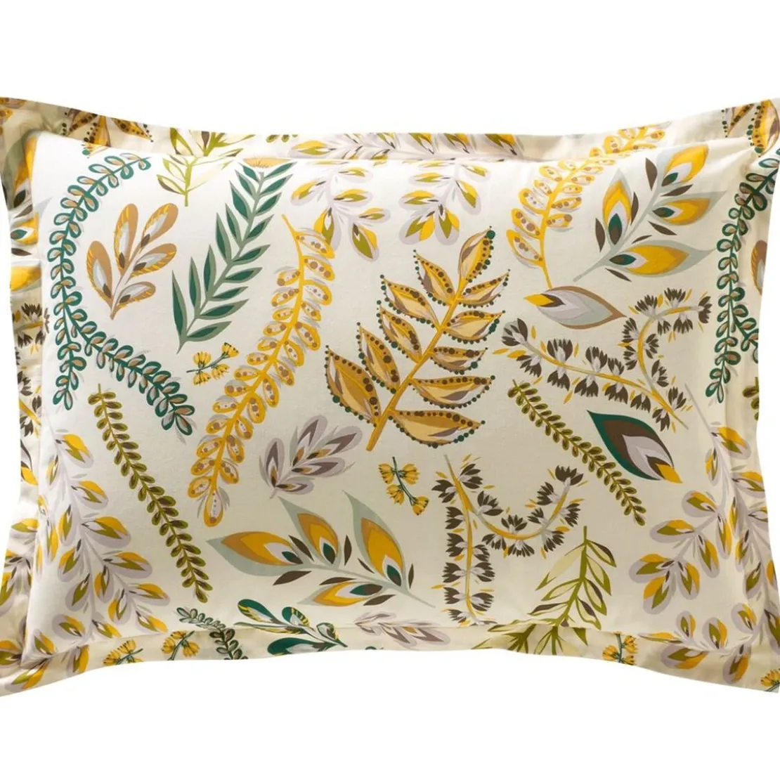 BecquetTaie d'oreiller réversible en coton écru à motif tropical multicolore - PAULINE