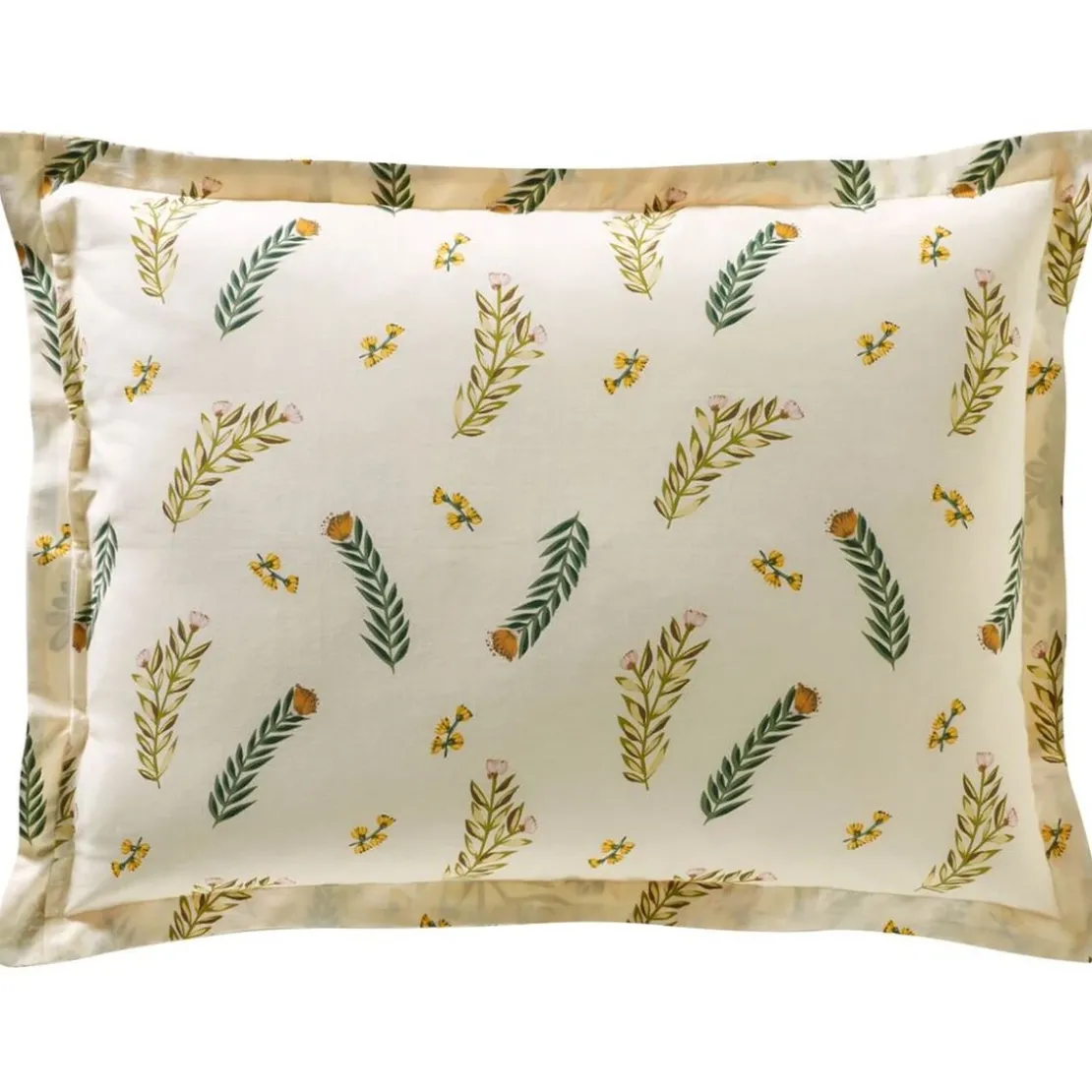 BecquetTaie d'oreiller réversible en coton écru à motif tropical multicolore - PAULINE