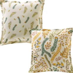 BecquetTaie d'oreiller réversible en coton écru à motif tropical multicolore - PAULINE