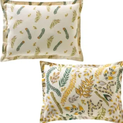 BecquetTaie d'oreiller réversible en coton écru à motif tropical multicolore - PAULINE