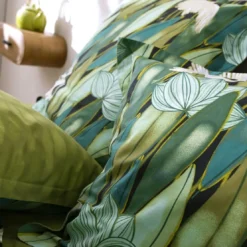 BecquetTaie d'oreiller réversible en coton vert bronze - DEPAYSANT
