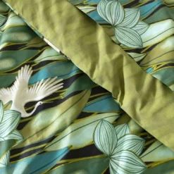 BecquetTaie d'oreiller réversible en coton vert bronze - DEPAYSANT