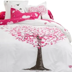 BecquetTaie d'oreiller réversible en coton blanc - HEART TREE