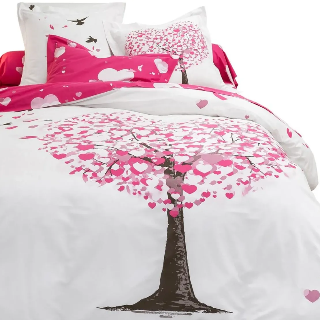 BecquetTaie d'oreiller réversible en coton blanc - HEART TREE