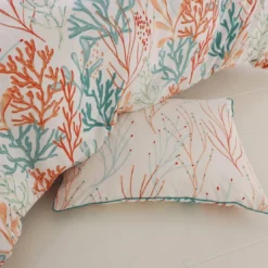 BecquetTaie d'oreiller réversible en percale de coton écru - CORAL REEF