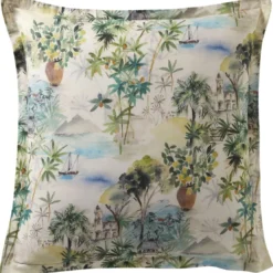 BecquetTaie d'oreiller réversible en coton écru à motif paysage tropical multicolore - DOLCE VITA
