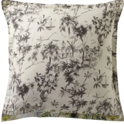 BecquetTaie d'oreiller réversible en coton écru à motif paysage tropical multicolore - DOLCE VITA