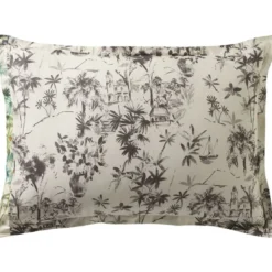 BecquetTaie d'oreiller réversible en coton écru à motif paysage tropical multicolore - DOLCE VITA