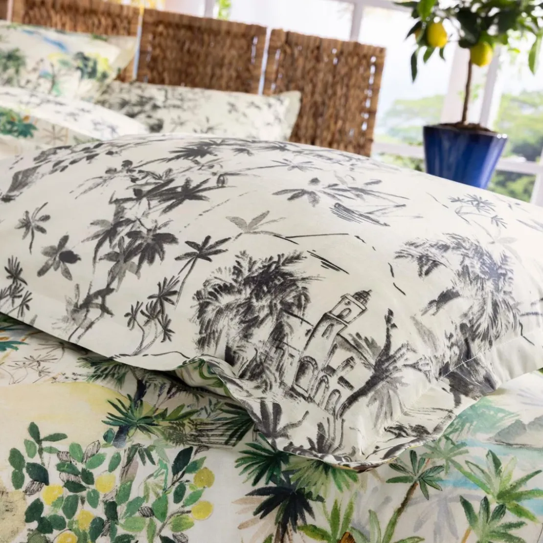 BecquetTaie d'oreiller réversible en coton écru à motif paysage tropical multicolore - DOLCE VITA