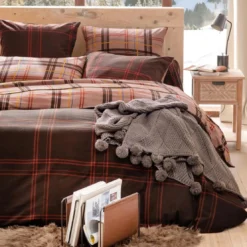 BecquetTaie d'oreiller réversible en flanelle taupe - KILT