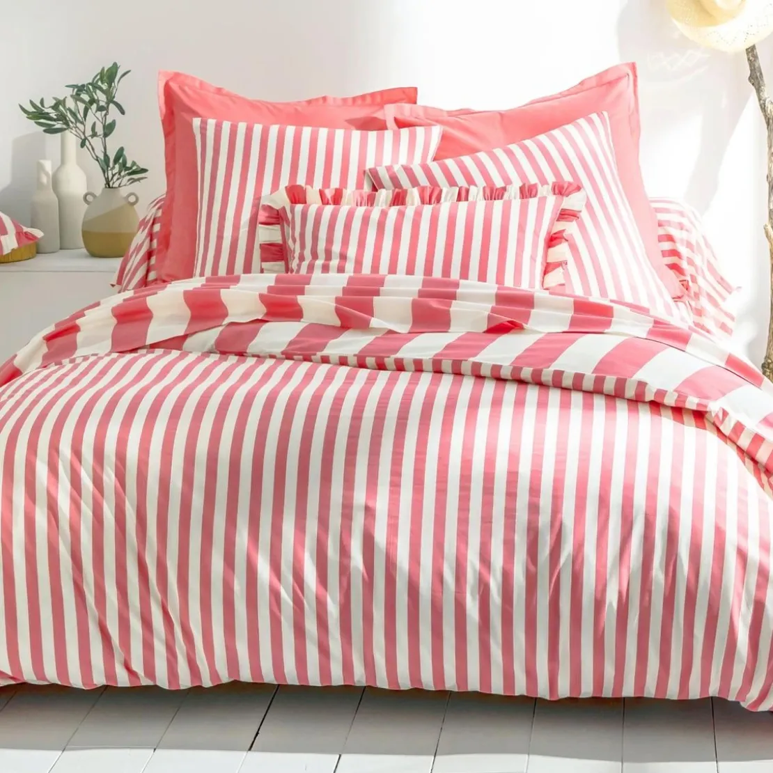 BecquetTaie d'oreiller réversible en coton rose bonbon - ANDERSON