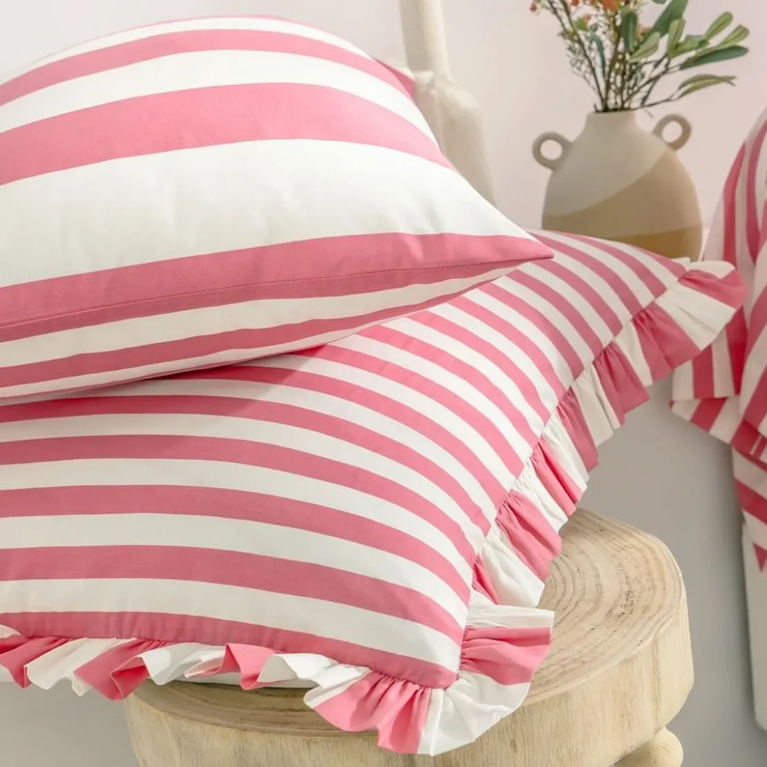 BecquetTaie d'oreiller réversible en coton rose bonbon - ANDERSON