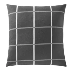 BecquetTaie d'oreiller réversible en coton gris - CARREAUX